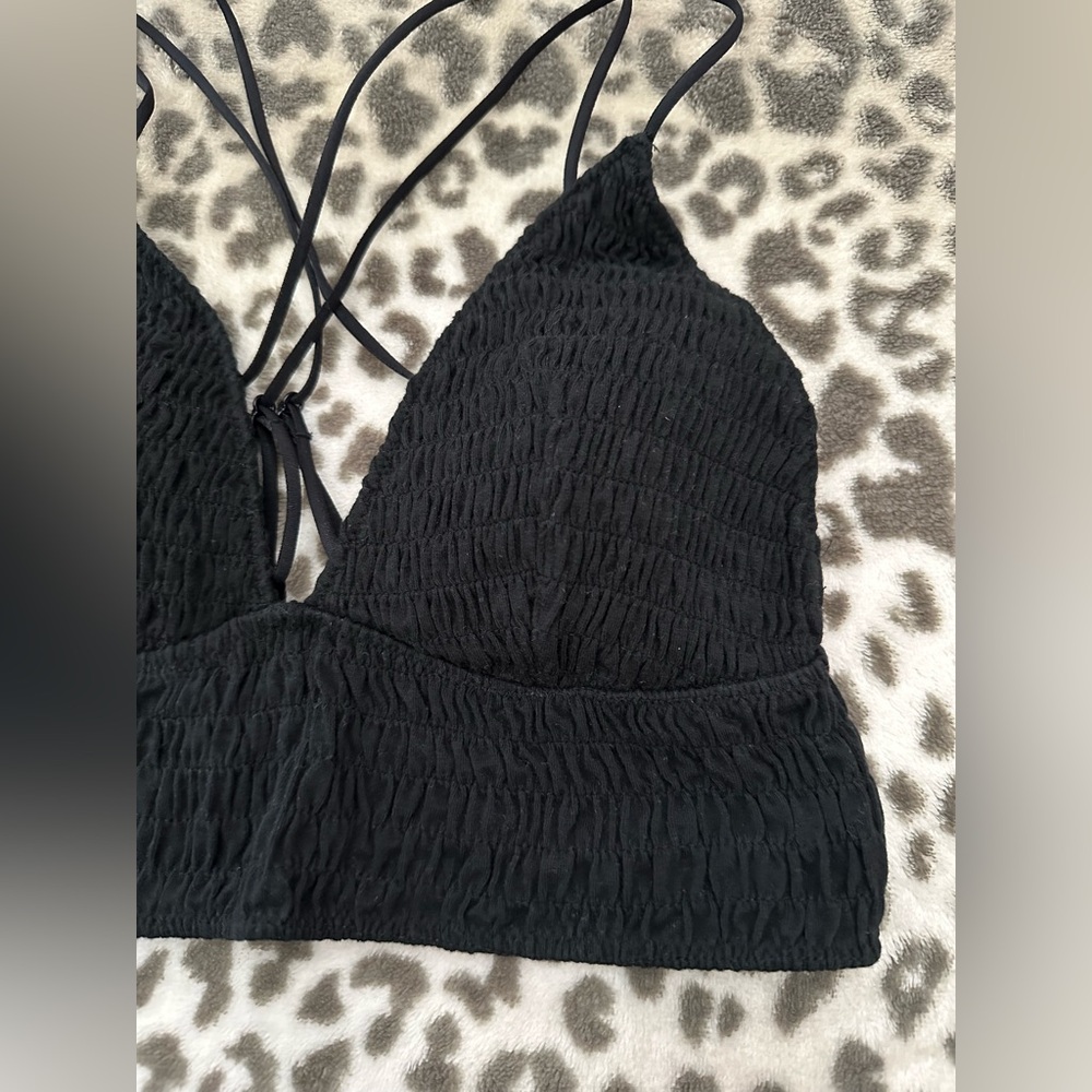 PINK Victoria’s Secret Smocked Bralette in Black Size Medium Women’s - Picture 4 of 17